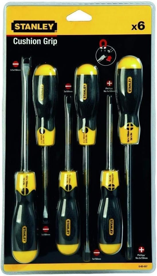 Stanley, 6 pcs Set - Flat 6.5mm X 200mm, Flared 3mm X 75mm, 5mm X 100mm, 6.5mm X 150mm, PH #1