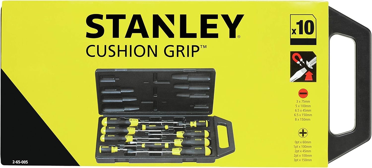 Stanley, 10 pcs Set - Flared 3mm X 75mm, 5 mm X 100mm, 6.5mm X 45mm, 6.5mm X 150mm, 8mm X 150mm, PH0 X 60mm, PH #1 X 75mm, PH