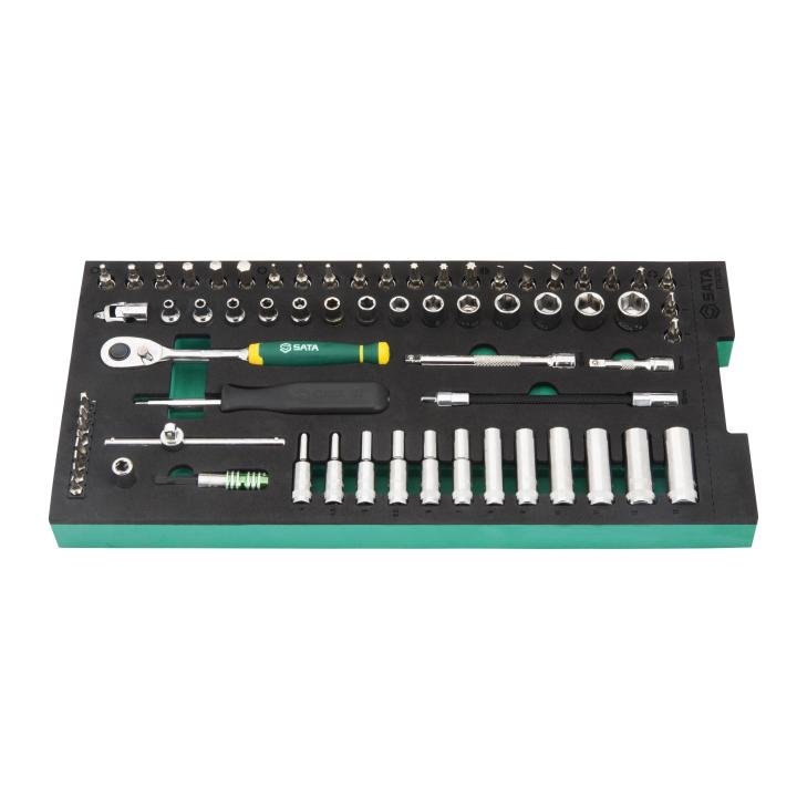 SATA, 66 PC. 1/4” DR 6 PT MET SOCKET TRAY SET - Image 2