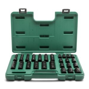 SATA, 26Pcs 1/2" Drive 6 Point Metric Standard & Deep Thin Wall Impact  Socket Set