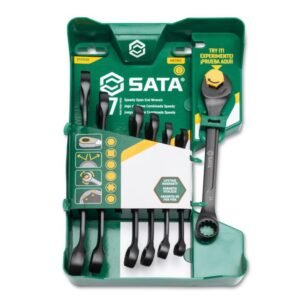 SATA, 7 Pc. Metric X6 Open End Ratcheting Combination Wrench Set (8 -  17 mm
